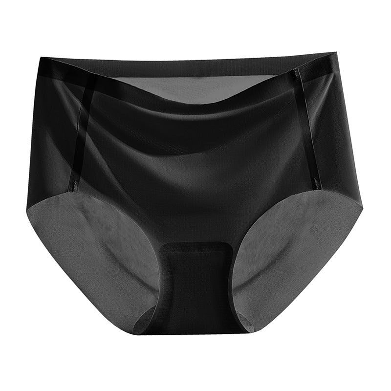 Ice Silk Underwear Women's Traceless Mid Waist Silk Antibacterial Girl Student Pure Cotton