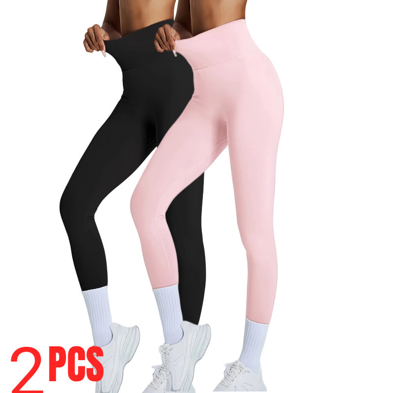 2 Pack Women's High Waisted Seamless Leggings - Butt Lifting & Tummy Control Yoga Pants, Non-See Through Workout Leggings With Soft Compression, Solid Color Activewear