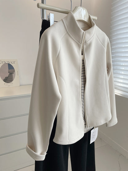 Self-heating Stand Collar Glutinous Rice Velvet Coat For Women