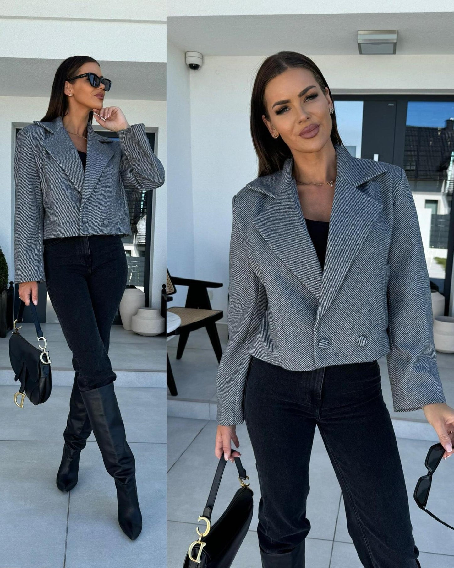 British Personalized Women's Suit Collar Woolen Jacket