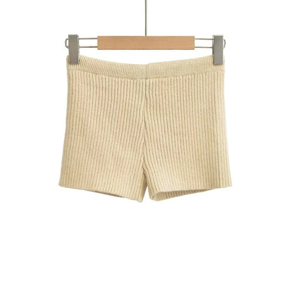 Elastic Elastic Hip Knitted Shorts Women's Knitted Shorts