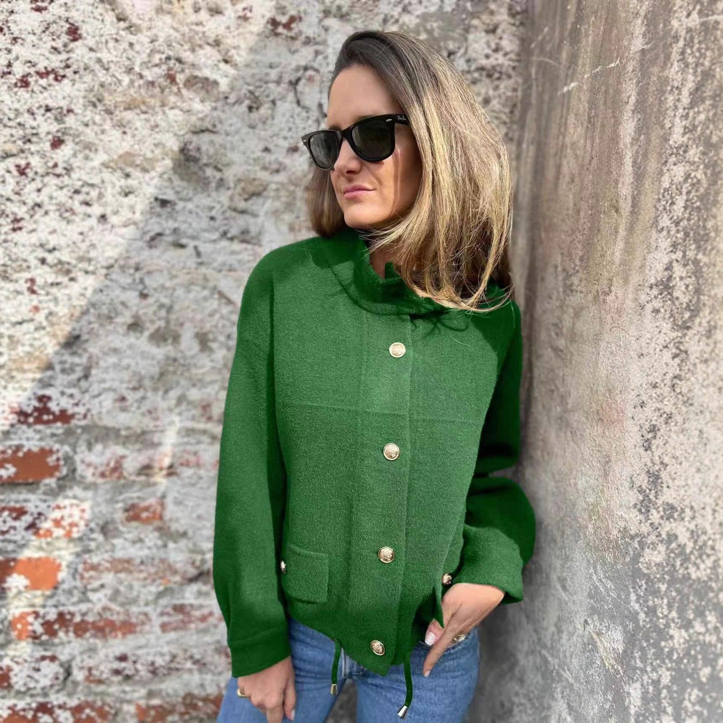 Tie Pocket Cardigan Single-breasted Mid-length Coat