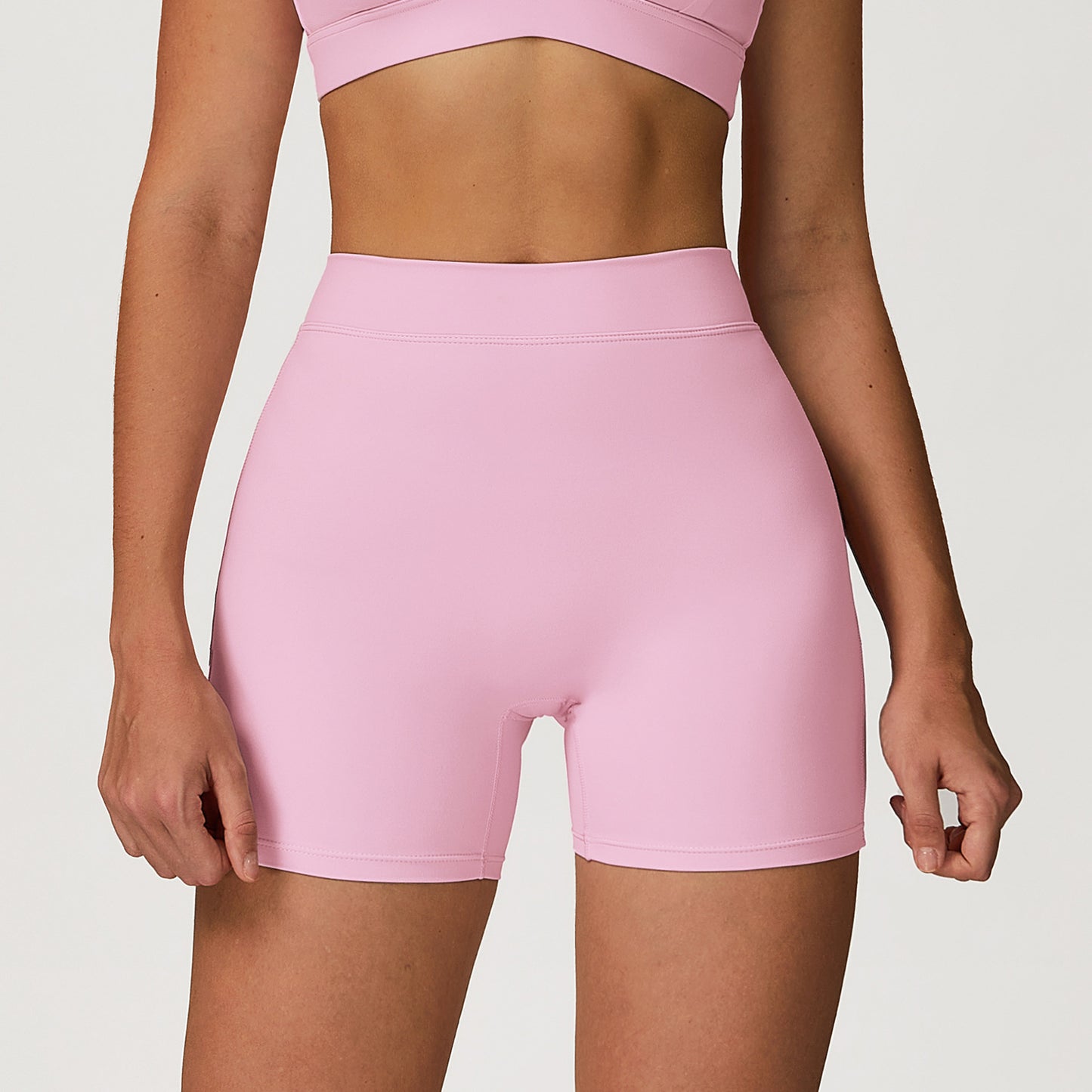 Cross-border European And American Brushed High Waist Tight Peach Bum Lift Shorts