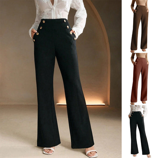 High Waist Flared Air Slimming Draped Pants Women