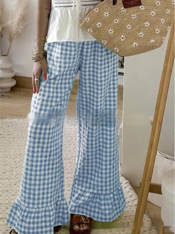 Summer New Two-tone Plaid Women's Casual Pants