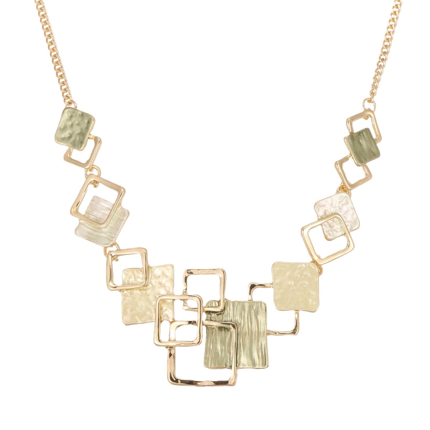 Colorful Geometric Square Jewelry Set – Earrings, Bracelet & Necklace