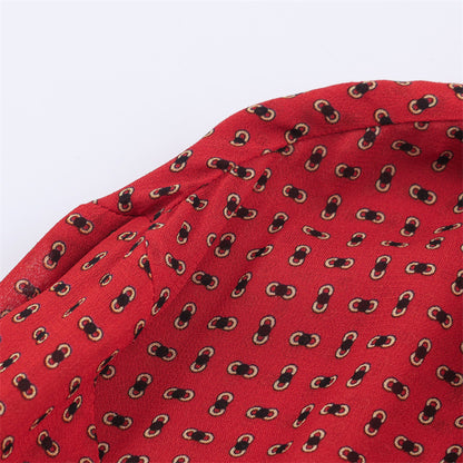 European And American Style Fashionable Simple Printed Bowknot Decoration Shirt