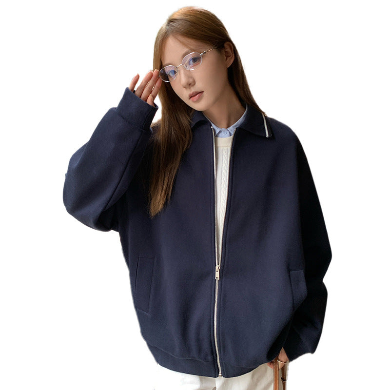 Sports Sweater Coat Women's Loose College Mid-length