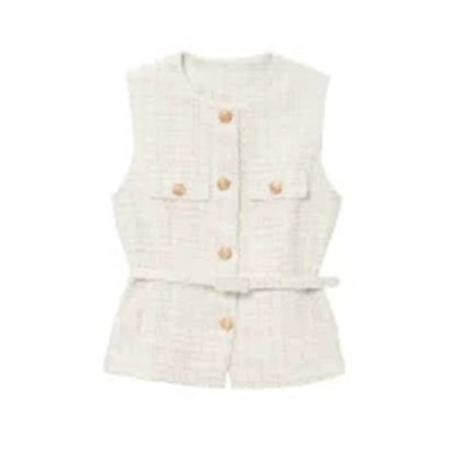 Women's Fashion Casual Sleeveless With Belt Texture Vest