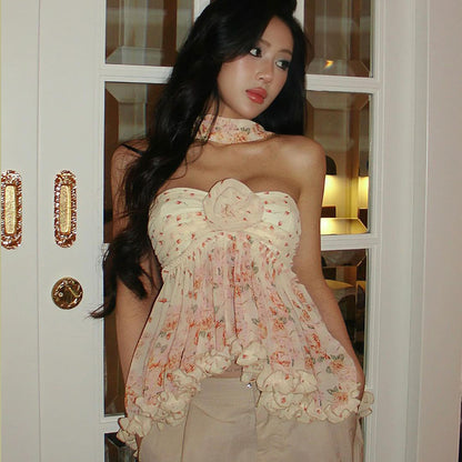 Women's Floral Chiffon Top Tube Loose Vest