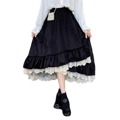 Velvet Dress Thick Retro Lace Swing Design Cake Dress