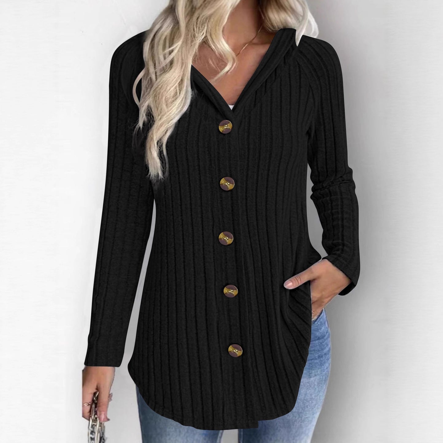 Fashion Casual Solid Color Long Sleeve Hoodie