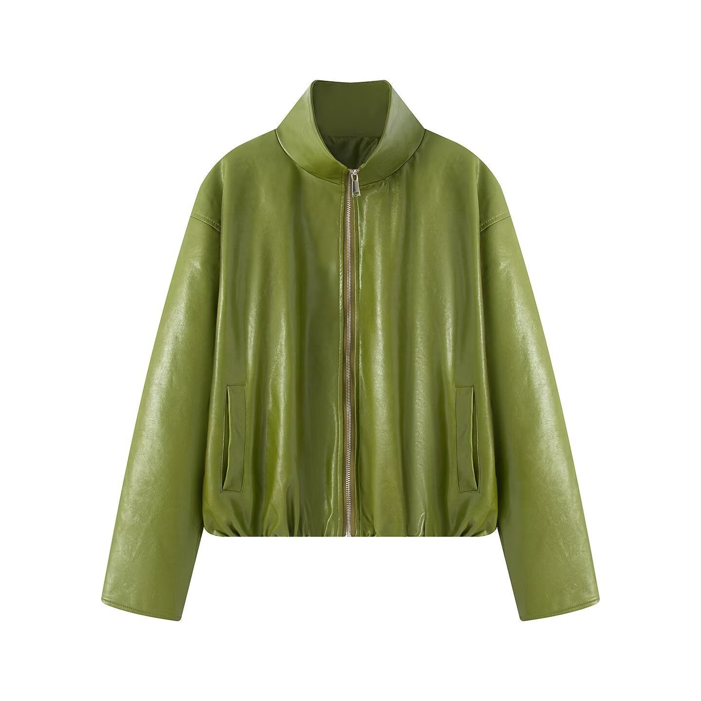 Retro Sexy PU Leather Jacket Strapless Dress Suit