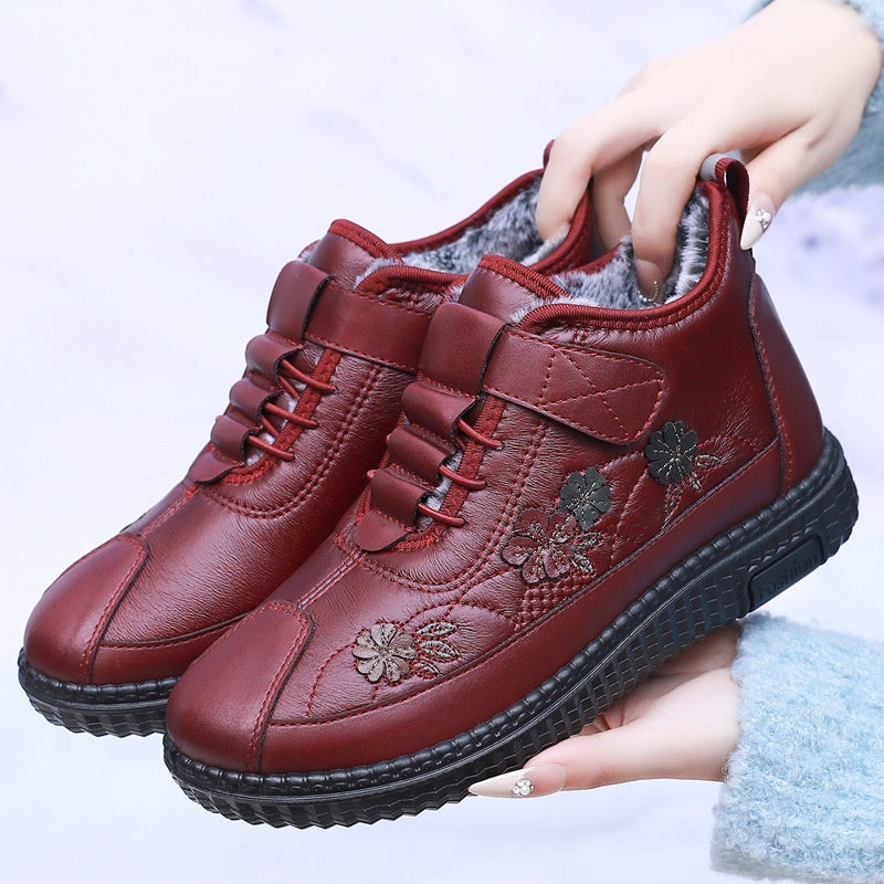 Old Beijing Cloth Shoes Women's Elderly Cotton Winter Fleece-lined Warm Soft Sole
