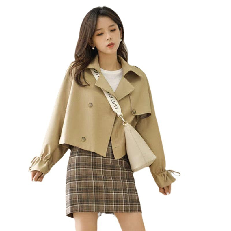 Korean Style Loose Fried Street Short Suit Trench Coat