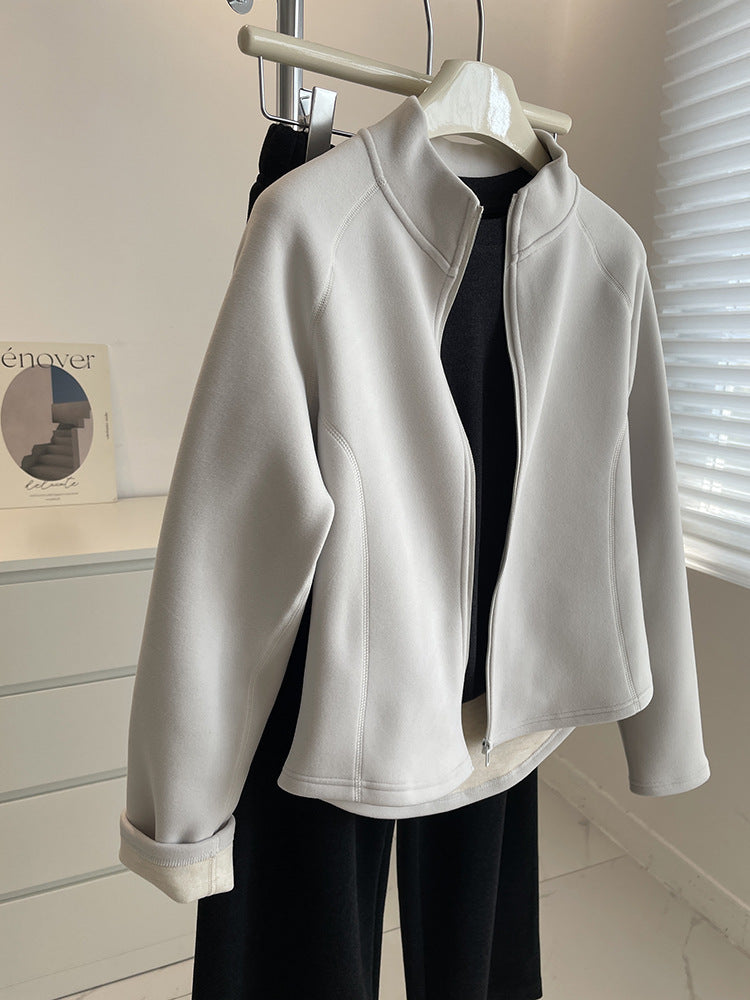 Self-heating Stand Collar Glutinous Rice Velvet Coat For Women