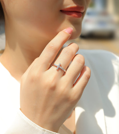 Holy Light Moissanite Cross Necklace in Sterling Silver