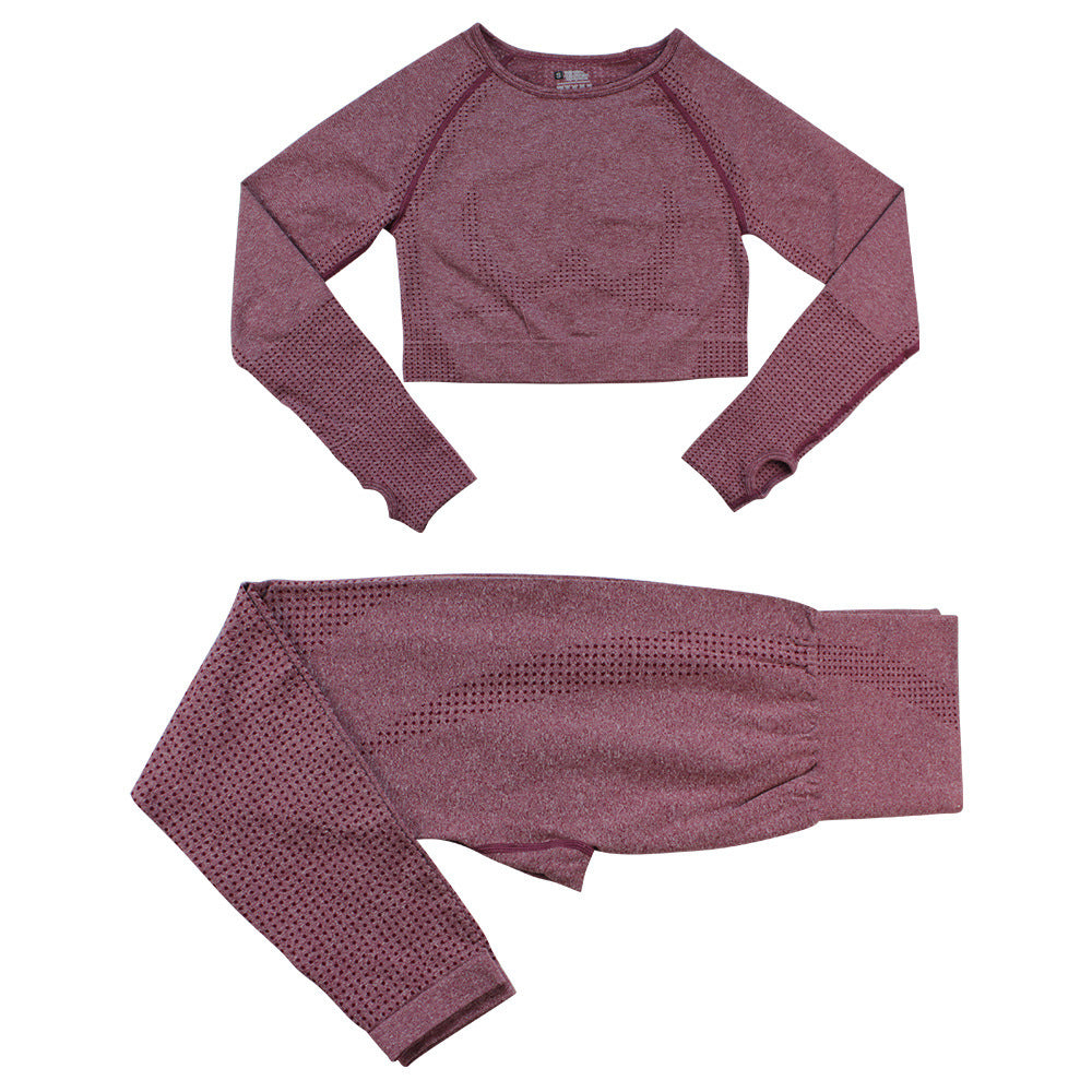 Seamless Knitted Dot Yoga Suit For Women