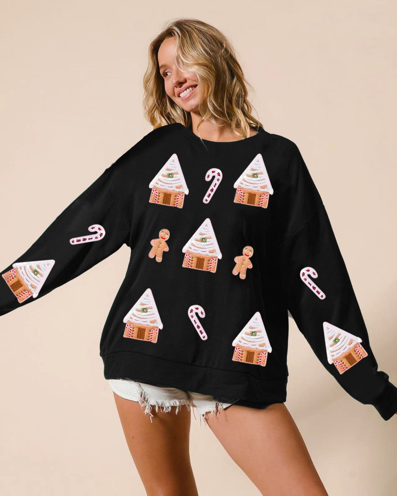 Autumn And Winter New European And American Christmas House Sequined Sweater