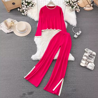 Knitted Top And Trousers Two-piece Set Sweater