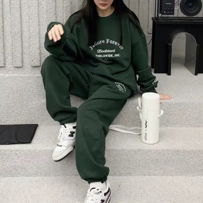 Women's Cotton American-style Long-sleeved Casual Sportswear Suit