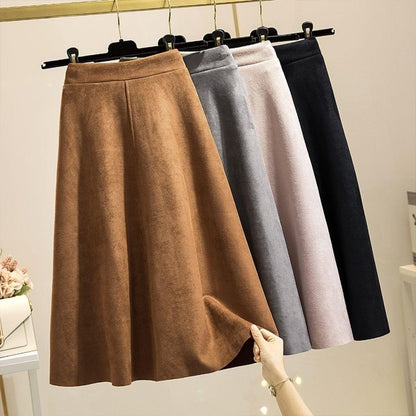 High Waist Slimming Mid-length Retro A- Line Large Hem Umbrella Skirt