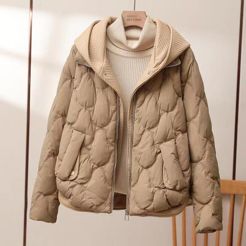 Women's Short Hooded Down Jacket, Two-piece Loose-fitting, Fashionable, Thickened Cotton-padded Jacket