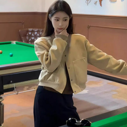 Retro Short Baseball Jacket Women's Niche Loose Casual