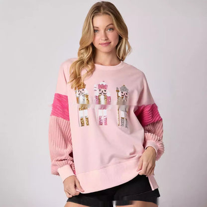 Women's Christmas Soldier Sequins Versatile Multicolor Hoodie