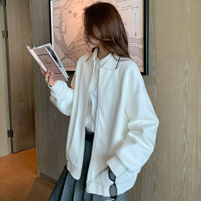 Sports Sweater Coat Women's Loose College Mid-length