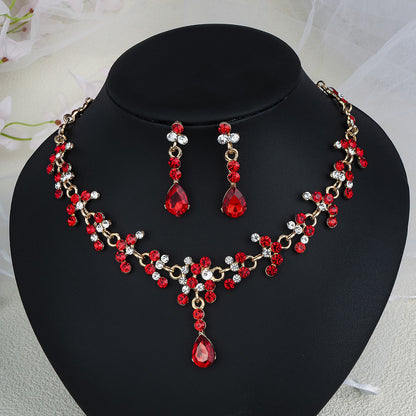 Rhinestone Pearl Earrings & Necklace Set for Women