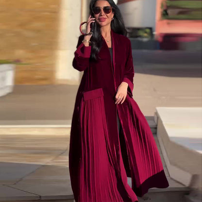 Elegant Pleated Stitching Women's Coat