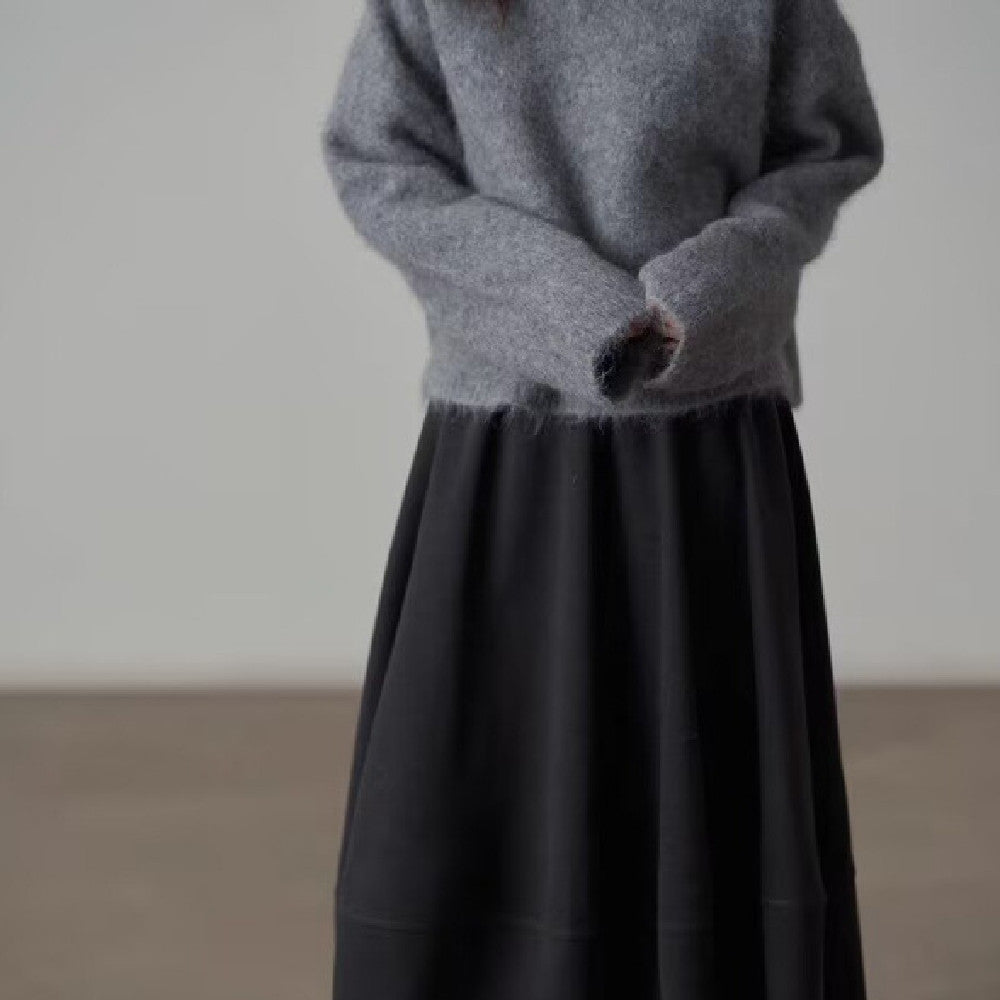 Commuter Woolen Solid Color Bud Skirt Women