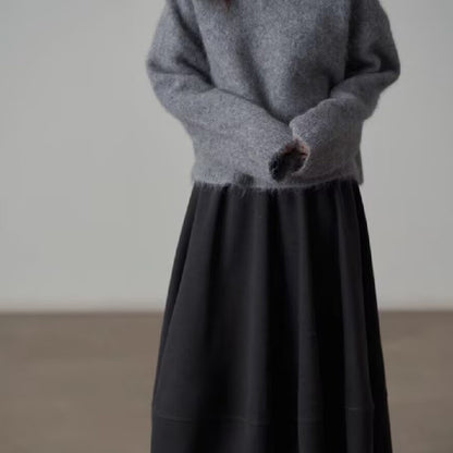 Commuter Woolen Solid Color Bud Skirt Women