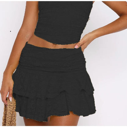Women's Solid Color Lace Skirt
