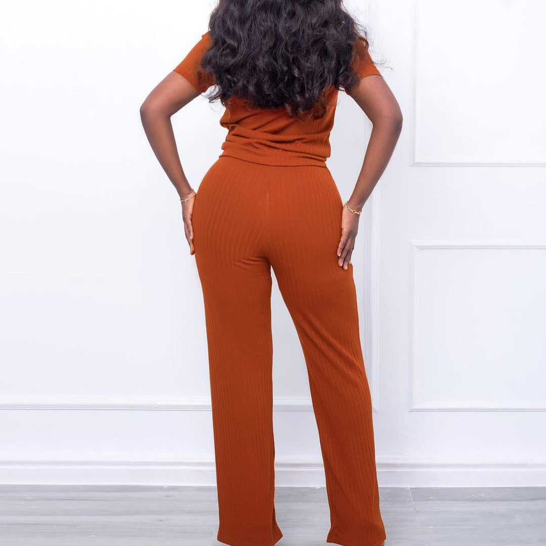 Solid Color Casual Suit For Women