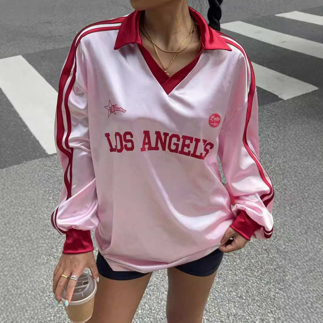 Dopamine Digital Printed Loose Long Sleeves Women's Top