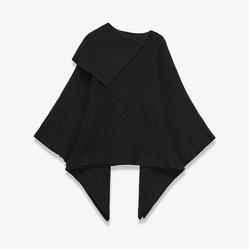 Female Autumn Wool Asymmetric Cape Coat