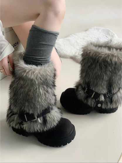 Winter Warm Furry Anti-slip Snow Boots For Women