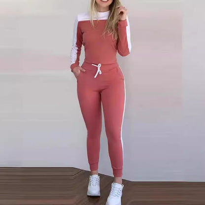 Color Matching Long Sleeve Tight Casual Suit