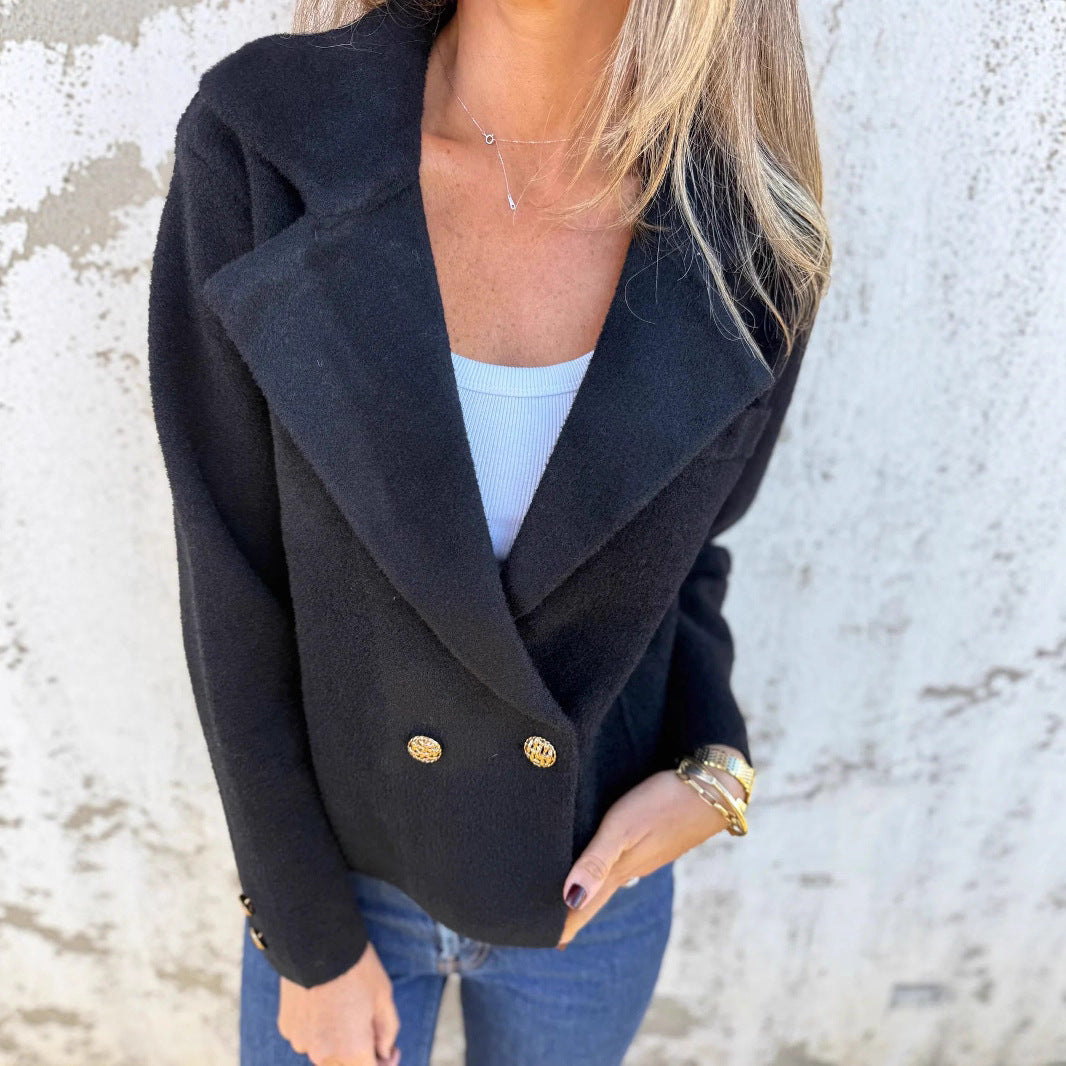 New Women's Casual Woolen Button Graceful Suit Jacket