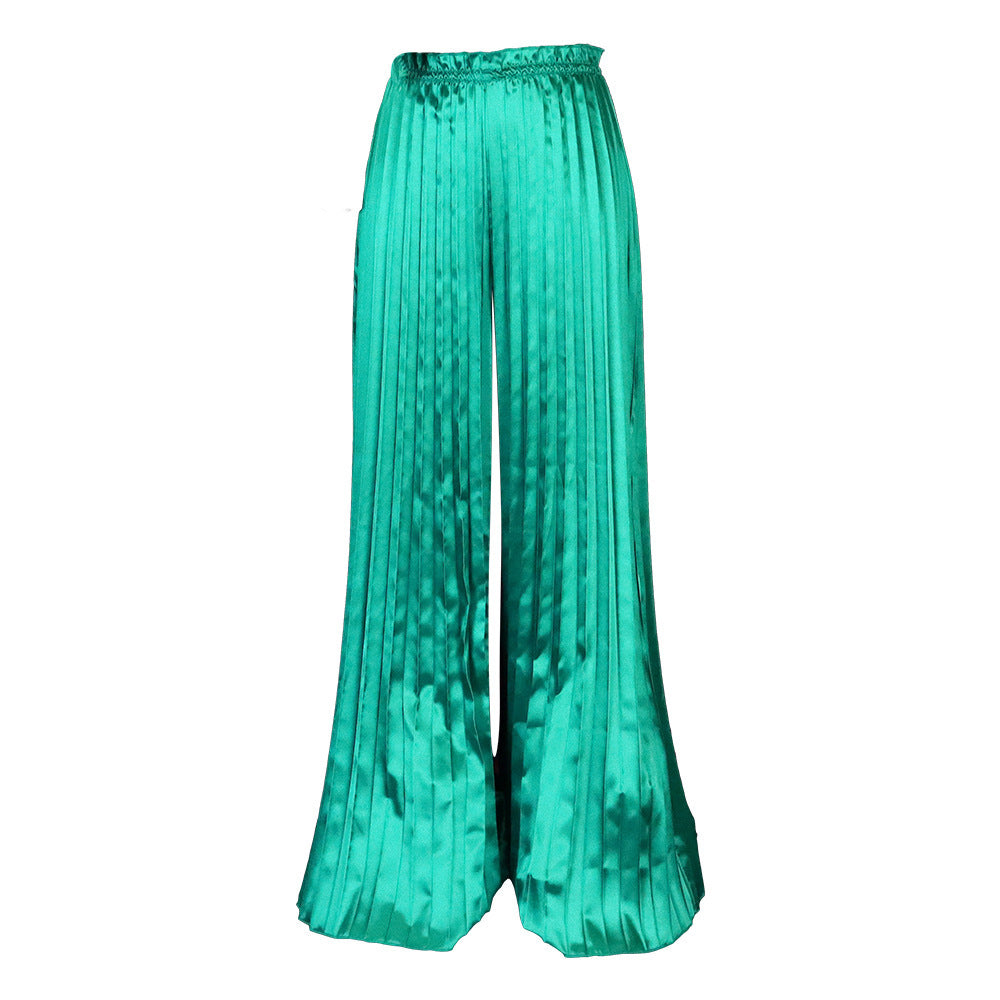 Women's Solid Color Casual Loose Pleated Wide-leg Trousers
