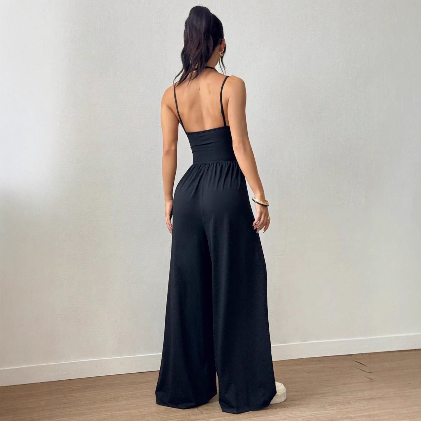 Black Camisole Waist Wide Leg Jumpsuit