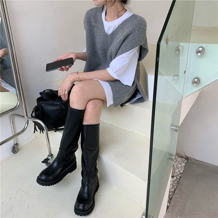 Plus Size V-neck Knitted Vest Women