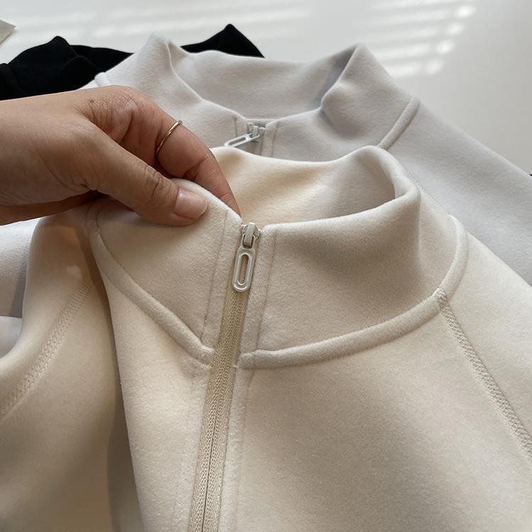 Self-heating Stand Collar Glutinous Rice Velvet Coat For Women