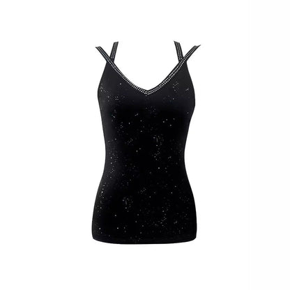 Women's Summer Sling Hot Drilling V-neck Sleeveless Vest