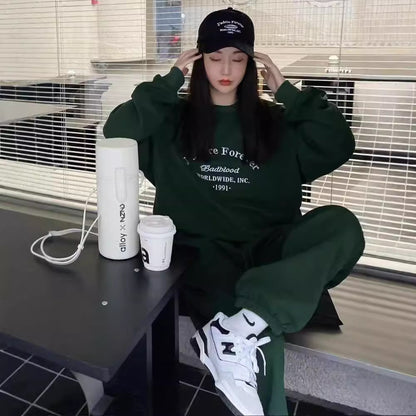 Women's Cotton American-style Long-sleeved Casual Sportswear Suit