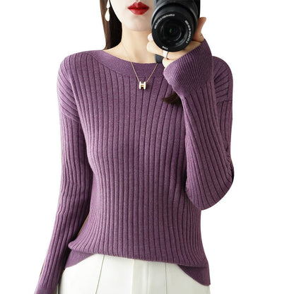 Women's Off-neck Knitted Bottoming Shirt Autumn And Winter New