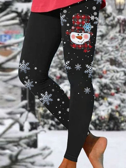 Hat Wine Glass Christmas Tree Sequined Printed Leggings