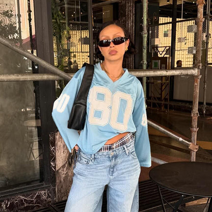 Dopamine Digital Printed Loose Long Sleeves Women's Top